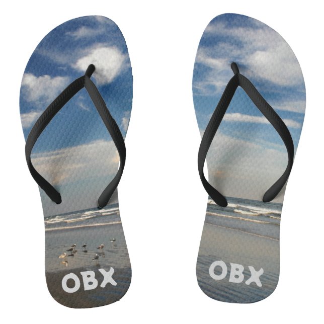 OBX Sunny Beach Scene Flip Flops (Footbed)