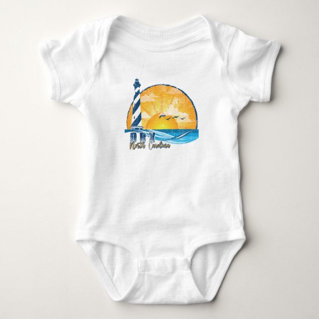 OBX Sunset distressed Baby Bodysuit (Front)
