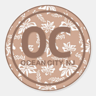 OC Ocean City NJ Brown Beach Flower Stickers