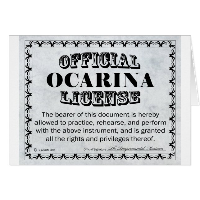 Ocarina License (Front Horizontal)