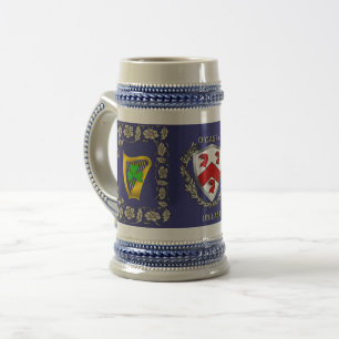 O'Casey/Casey Irish Shield w/Harp Personalized Beer Stein