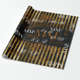 occasion mr mrs personalized initials wrapping paper
