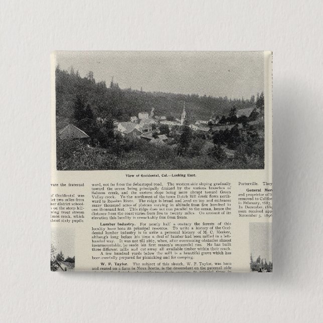 Occidental, California 2 Inch Square Button (Front)