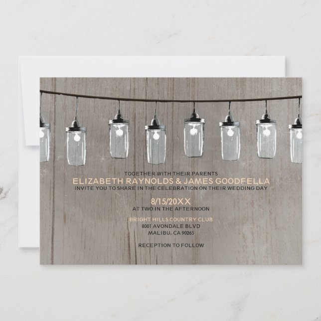 Occidental String Lights Wedding Invitations (Devant)
