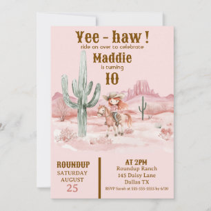 Occidentale Cowgirl rose Invitation d'anniversaire