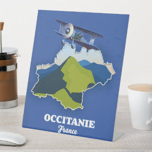 Occitanie France travel map Pedestal Sign