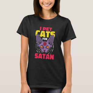 Occult and Satanic Pentagram Baphomet Cat Satan Sa T-Shirt