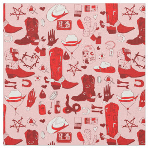occult cowboy wiccan cowgirl pink western fabric