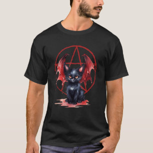 Occult Devil Cat Satanic Pentagram Wicca Pentacle  T-Shirt