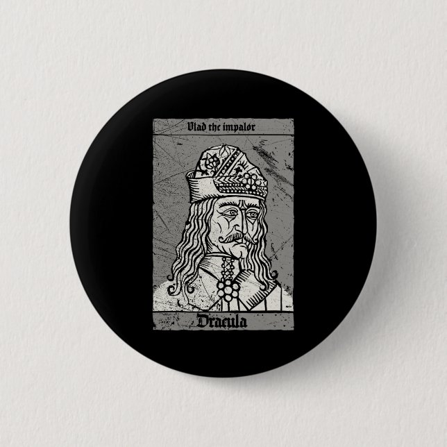 Occult Dracula - Vlad The Impaler Horror Vampire  2 Inch Round Button (Front)
