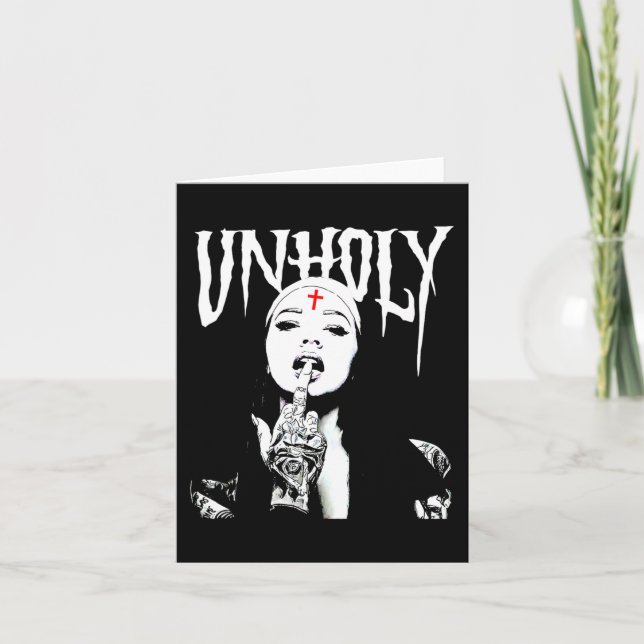 Occult Gothic Dark Satanic Nun Tattoos Unholy Nun  Card (Front)