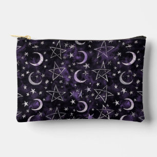 Occult Gothic Moon and pentagrams Accessory Pouch