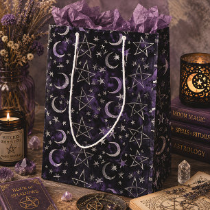 Occult Gothic Moon and pentagrams Medium Gift Bag