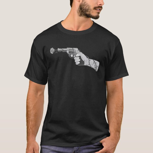Occult Gun Rose Costume Punk Goth Horror Womens Ro T-Shirt (Front)