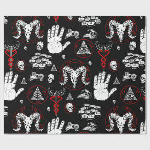 occult halloween all seeing eye esoteric runes red wrapping paper