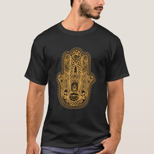 Occult Hamsa Hand Evil Eye Fatima Moon Witchcraft T-Shirt (Front)