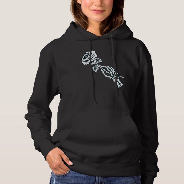 Occult Magic Rose Skeleton Hand Hoodie (Front)