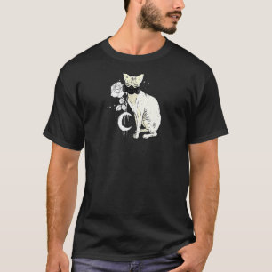 Occult Moon Rose Witchcraft Witch Sphynx Cat Cyber T-Shirt