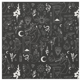 occult mystical esoteric witchcraft crystals black fabric