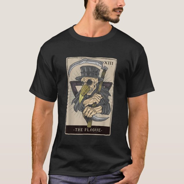 Occult Plague Doctor Tarot Card Black Death Baphom T-Shirt (Front)
