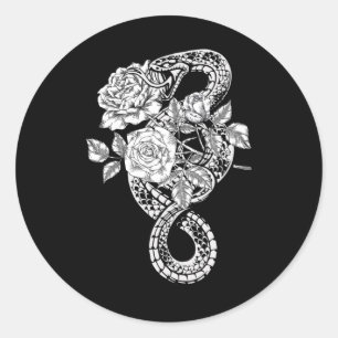 Occult Snake Roses Wicca Goth Witchcraft Classic Round Sticker