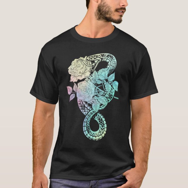 Occult Snake Roses Wicca Pastel Goth Witchcraft T-Shirt (Front)