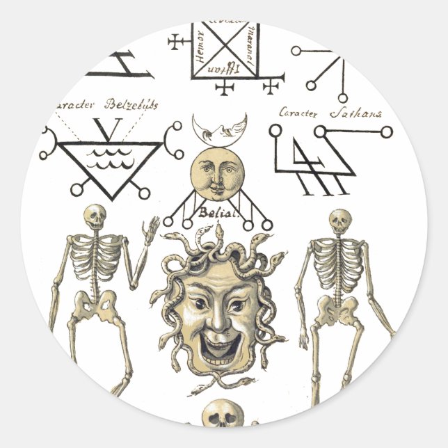 Occult Symbols Classic Round Sticker (Front)