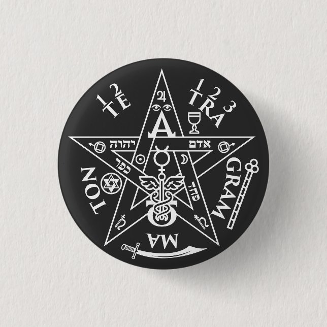 Occult Tetragrammaton Sigil T-Shirt 1 Inch Round Button (Front)