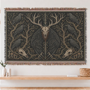 Occult Wendigo Woven Throw Blanket