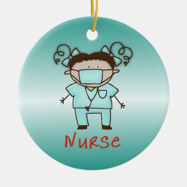 Occupation Nurse Custom Personalized Date and Name Ceramic Ornament (Front)