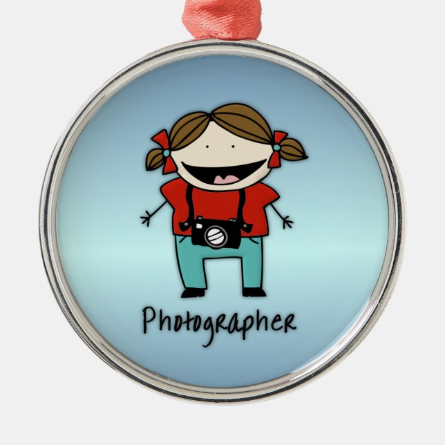 Occupation Photographer Female Metal Ornament (Front)