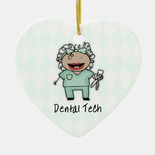 Occupation Woman Dentist Tech Personalized Ceramic Ornament (Front)