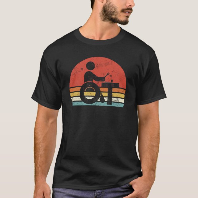 Occupational Therapist Retro Sunset Wheelchair T-Shirt (Front)