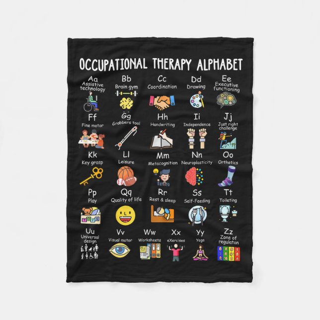 Occupational Therapy Alphabet Ota Funny Teacher Lo Fleece Blanket (Front)