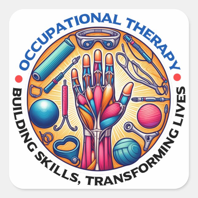 Occupational Therapy Building Skills Square Sticker (Front)