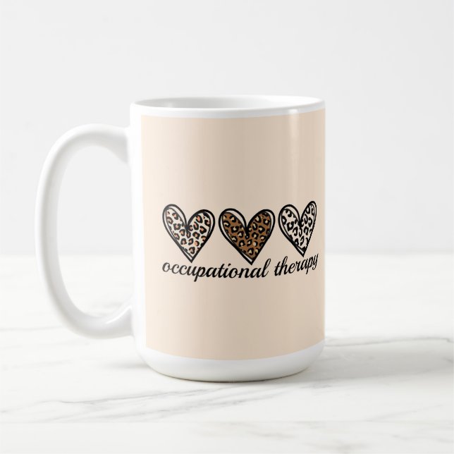 Occupational Therapy Cheetach Print Heart Coffee Mug (Left)