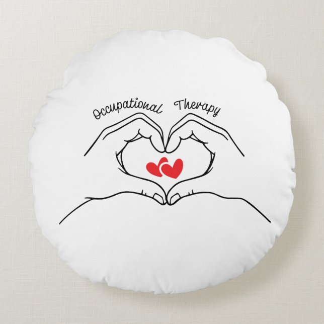 Occupational Therapy Cute Heart Round Pillow (Front)