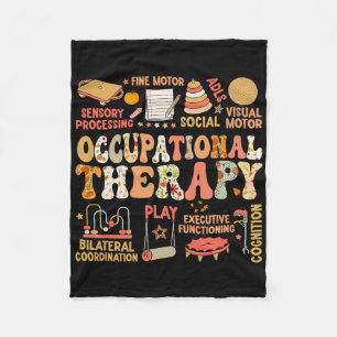 Occupational Therapy Fall Autumn Ot Retro Thanksgi Fleece Blanket