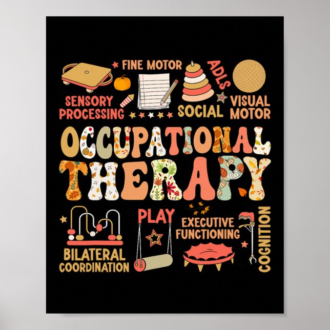 Occupational Therapy Fall Autumn Ot Retro Thanksgi Poster (Front)