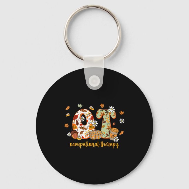 Occupational Therapy Fall Ot Ota Autumn Thanksgivi Keychain (Front)