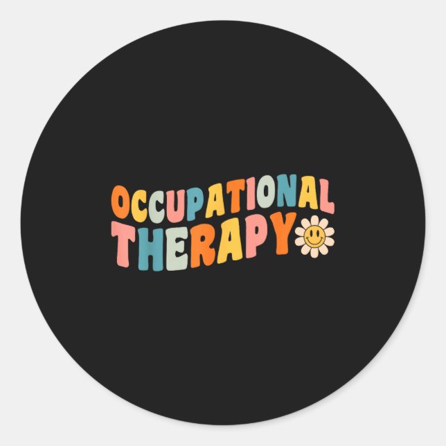 Occupational Therapy Groovy Occupational Therast O Classic Round Sticker (Front)