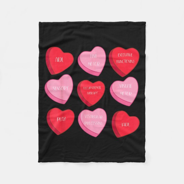 Occupational Therapy Heart Candy Valentine Day Ot  Fleece Blanket (Front)