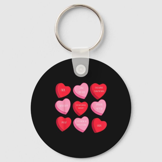 Occupational Therapy Heart Candy Valentine Day Ot  Keychain (Front)