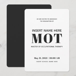Occupational Therapy MOT Graduation Announcement