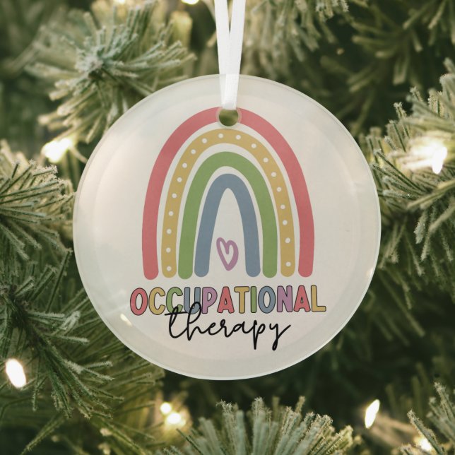 Occupational Therapy OT Therapist Rainbow Glass Ornament (Insitu)