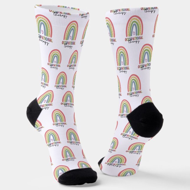 Occupational Therapy OT Therapist Rainbow Socks (Angled)