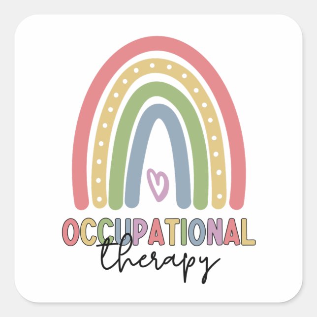 Occupational Therapy OT Therapist Rainbow Square Sticker (Front)