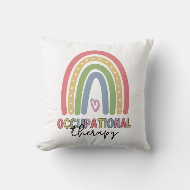 Occupational Therapy OT Therapist Rainbow Throw Pillow (Front)