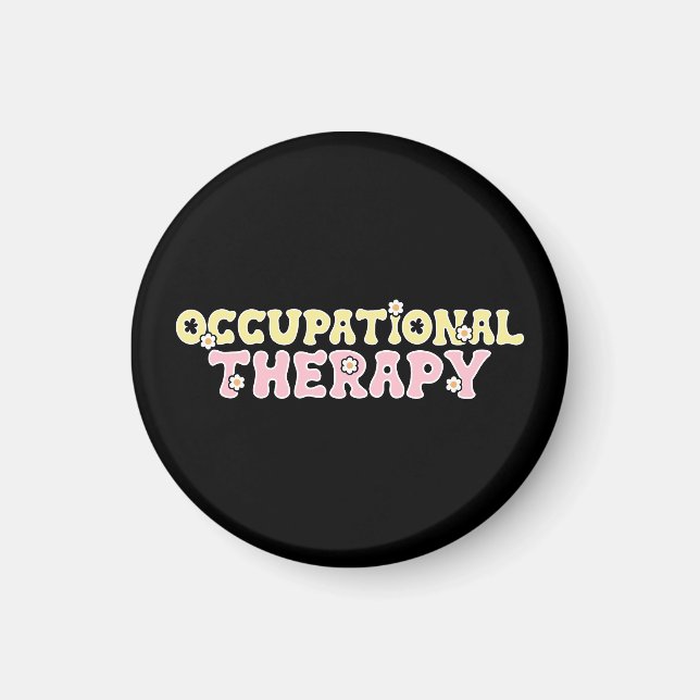 Occupational Therapy Retro Floral Magnet (Front)