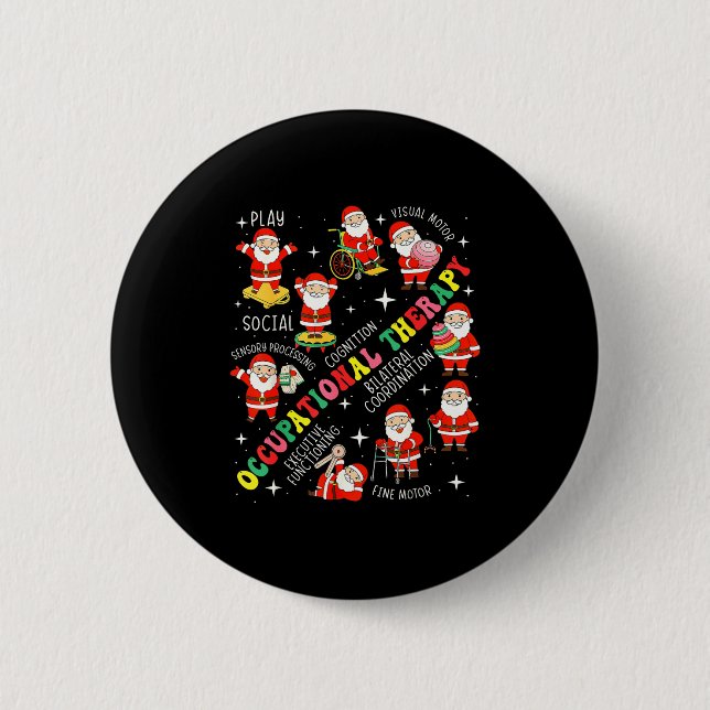 Occupational Therapy Retro Groovy Ot Santa Therast 2 Inch Round Button (Front)